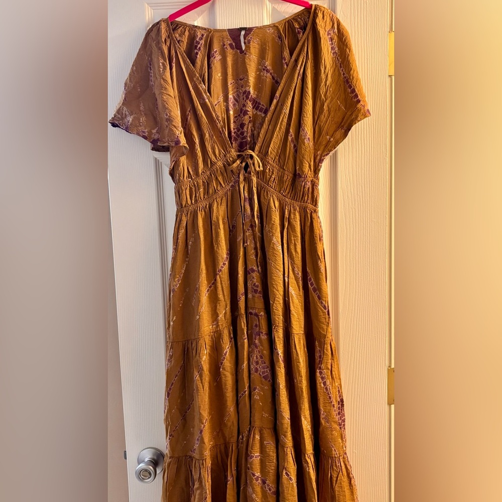 YFB Young Fabulous and Broke Elegant Mustard and Purple Women's Maxi Dress
